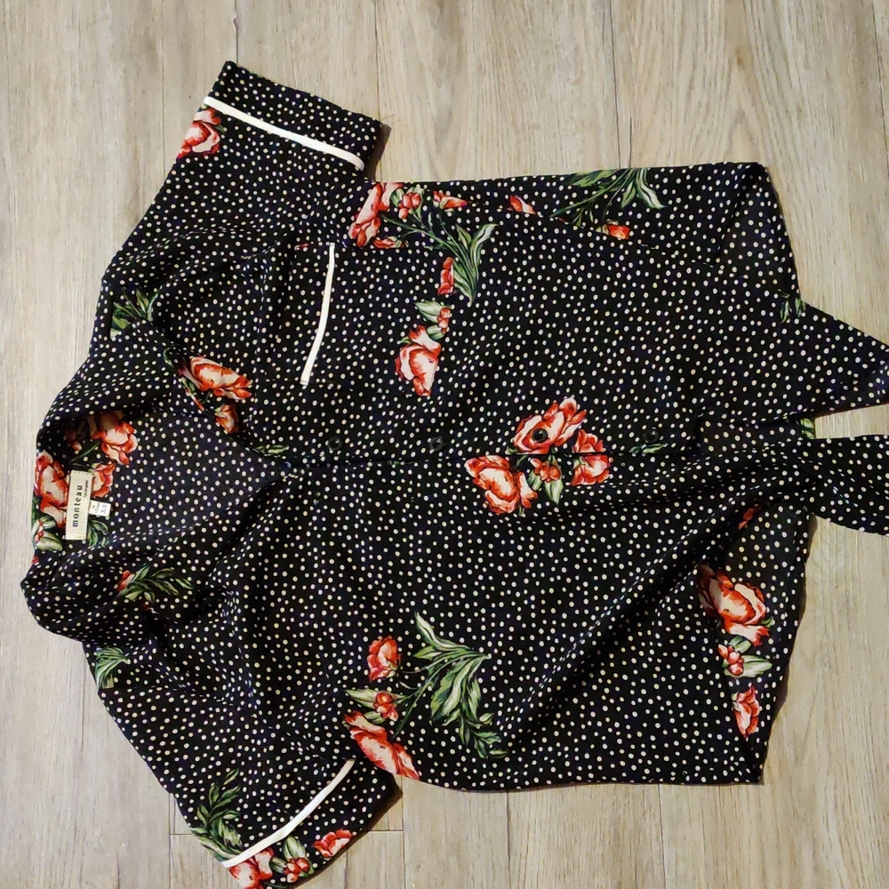 Monteau | Silky polka dot floral button up